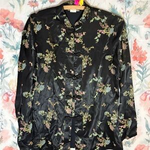 Vintage Notations Black Floral Blouse